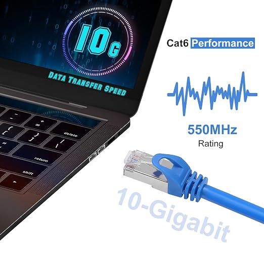 CAT 6 Shielded Ethernet Cable 100 FT, Indoor High-Speed 10Gbps Snagless - Image 6
