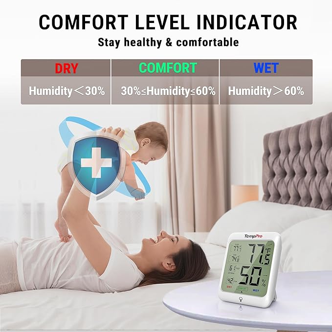 TempPro TP53 2 Pack Digital Hygrometer Indoor Thermometer - Image 3