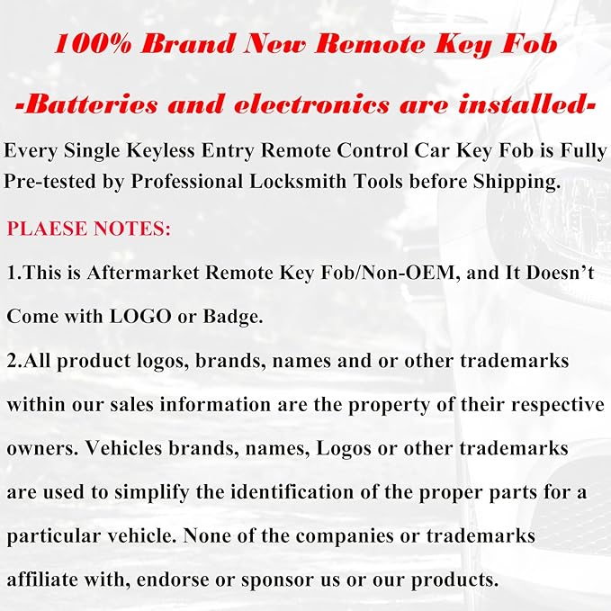 SUPALAND Keyless Entry Remote Control Head Key Fob Replacement Fits - Image 5