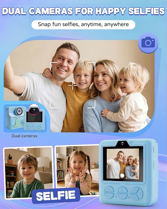 Kids Camera Instant Print with Carrying Case, Digital Selfie Camera with 6 - Image 5
