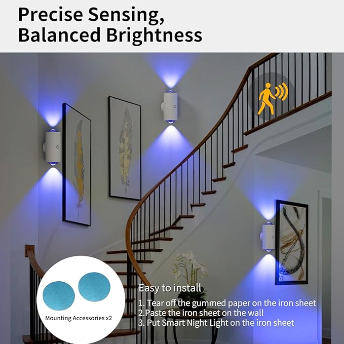 LED Motion Sensor Night Light, 7 Colors Rechargeable Battery Stair Light - Image 4