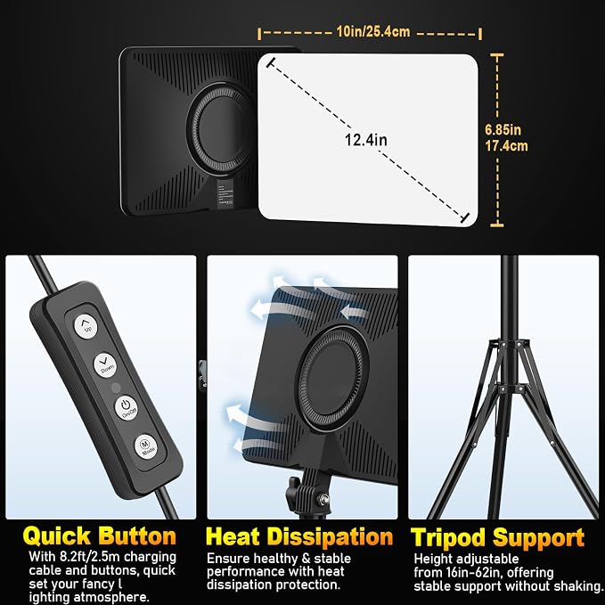 30W Upgraded Photography Lighting Kit, Anautin 1-Pack LED Video Lighting - Image 5