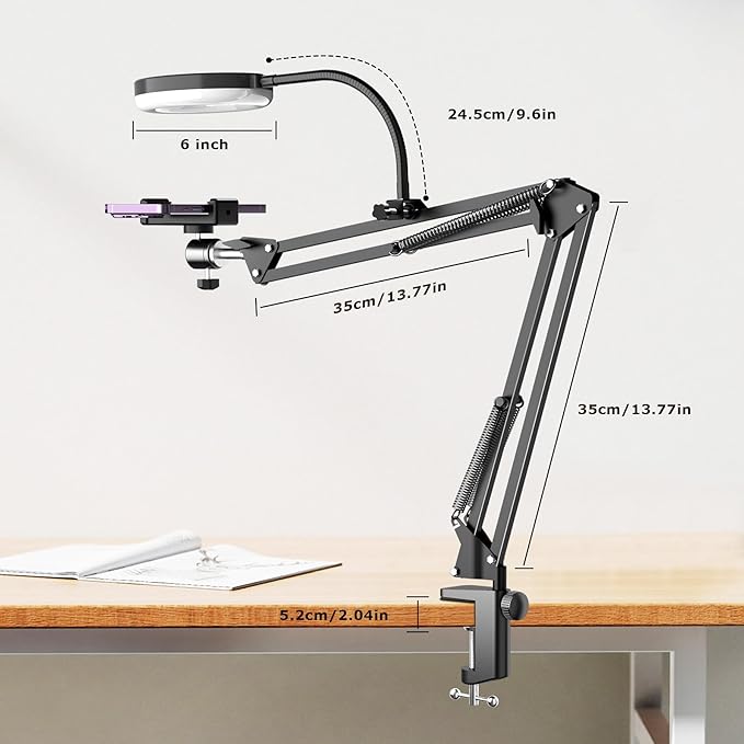 Overhead Camera Mount with Ring Light, Flexible Articulating Phone Arm Stand - Image 6