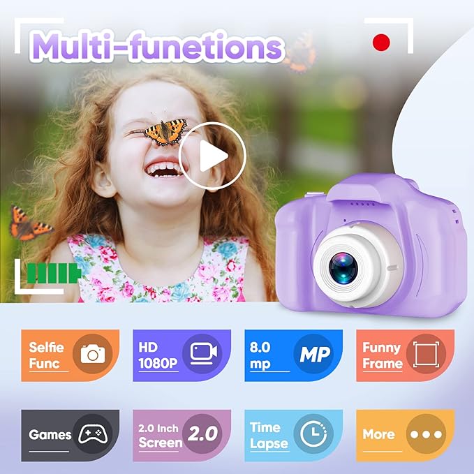 Seckton Upgrade Kids Selfie Camera, Christmas Birthday Gifts - Image 3