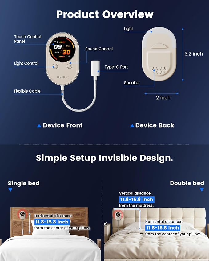 Contactless Smart Sleep Tracker, Bedside Sleep Monitor Wellness Device - Image 8