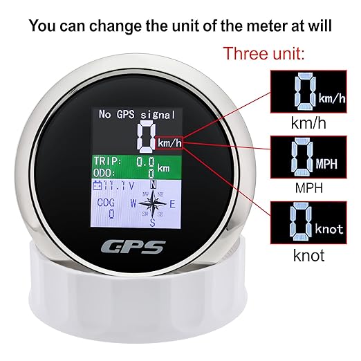 GPS Speedometer 3-3/8" 85mm Boat GPS Speedometer Odometer Waterproof Black - Image 3