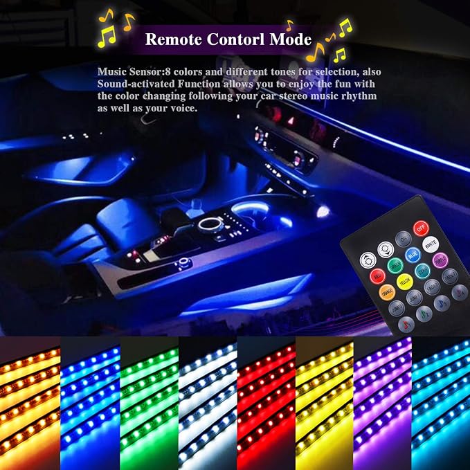 LivTee Car Led Interior Lights，4pcs 48 LED Multicolor Music Car Interior - Image 7