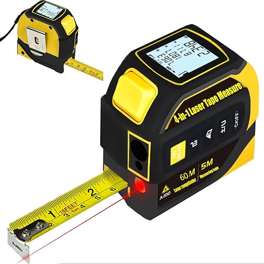 tape measure 4-in-1 laser Digital Measuring Tape & 60m/197ft Laser Distance by TSTQH