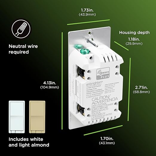 Enbrighten 800 Series Z-Wave On/Off Paddle Switch, Long Range 800LR, Quick Fit - Image 6