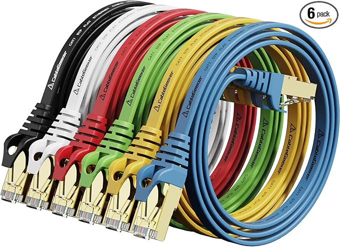 Cat 7 Ethernet Cable 1 ft 6 Pack Cat7 Flat Shielded Ethernet Patch Cables by CableGeeker