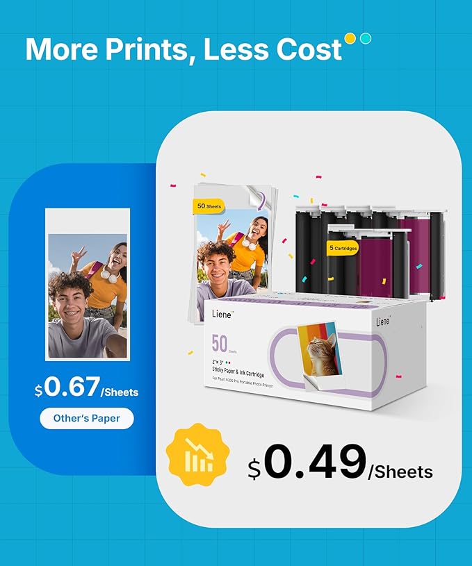 Liene Pearl N200 Pro Portable AI Photo Printer, Instant Mini Picture Printer - Image 2