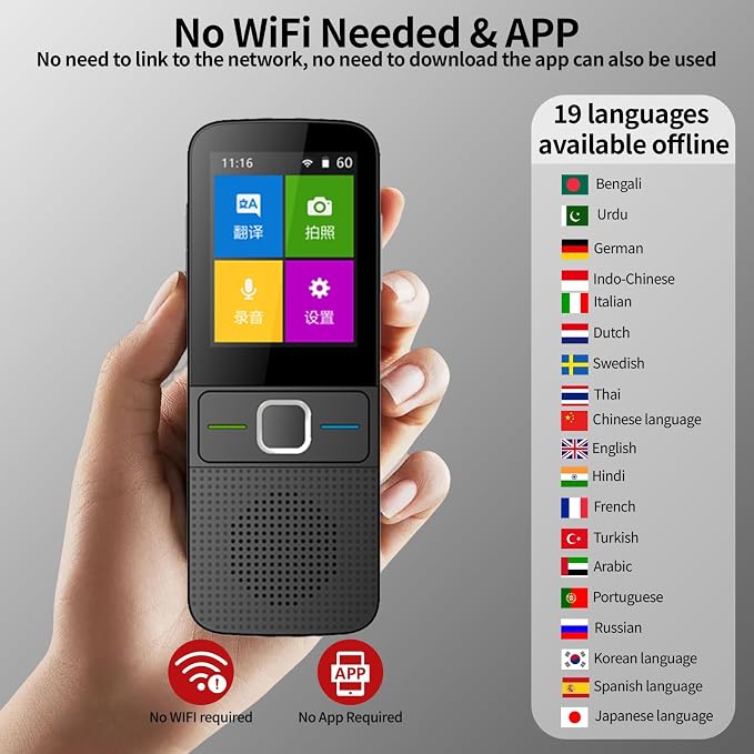 AI Language Translator Device, 2026 Upgraded Translator No WiFi Needed - Image 3