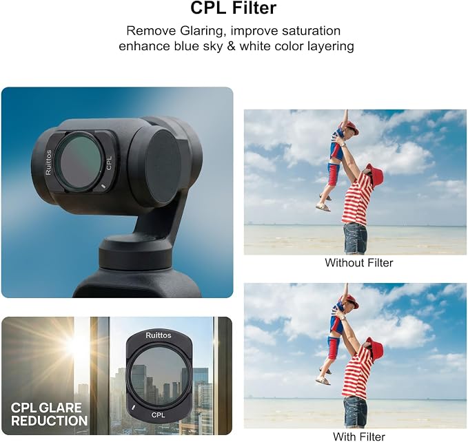 4-Pack Magnetic Filter Set for DJI Osmo Pocket 4/3, Includes ND2-32 Variable ND - Image 5