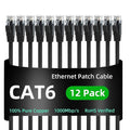 Yauhody CAT 6 Ethernet Cable 1.5ft 12-Pack Black, High Speed Solid Flat CAT6 by Yauhody