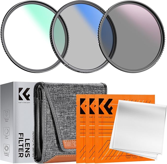 K&F Concept 55mm UV/CPL/ND Lens Filter Kit-18 Multi-Layer Coatings, UV Filter + by KFCONCEPT