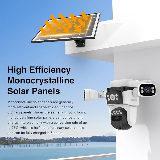 EVERSECU Solar Wireless Triple Lens WiFi PTZ Security Camera, Three Cameras in - Image 5