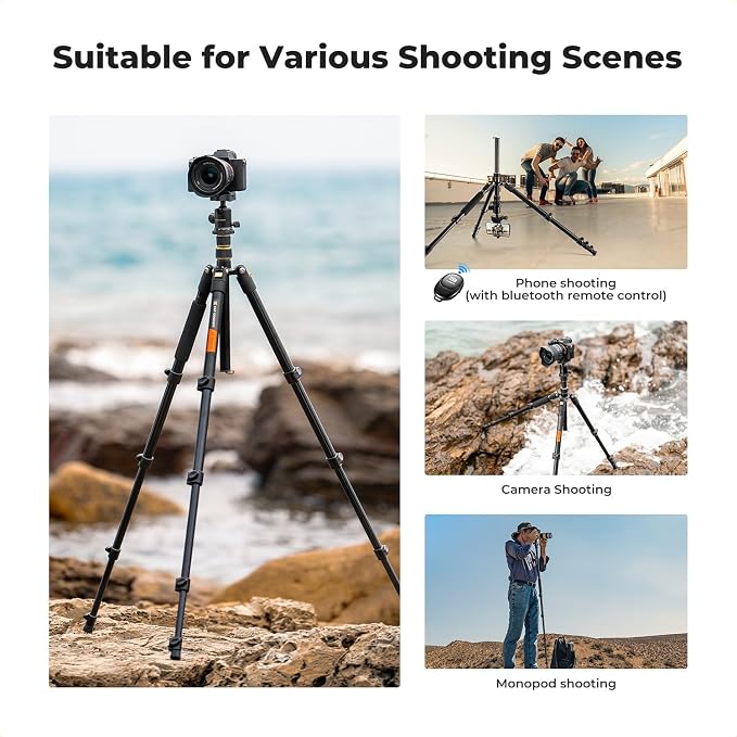 K&F CONCEPT Camera Tripod，72" Aluminum Tripod - Image 3