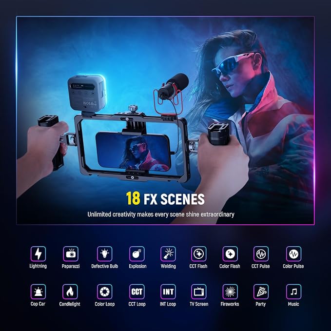 NEEWER Basic Magnetic RGB Video Light, 360° Full RGB Mini LED Camera Light - Image 7