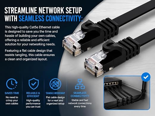 BRENDAZ Cat5e Ethernet Cable, 100ft Network Patch Cable - Image 3