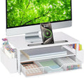AUPSEN White Monitor Stand Riser, 2-Tier Wood Computer Desk Organizer by AUPSEN