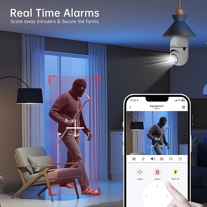 Light Bulb Security Camera -5G& 2.4GHz WiFi 2K Security Cameras Wireless - Image 5