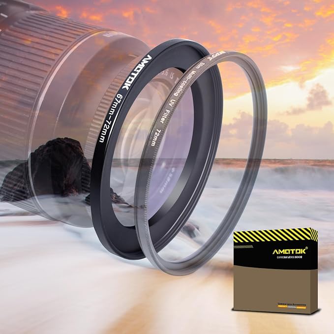67mm Lens to 72mm Camera Lens Adapter, 67mm to 72mm Filter Step-up Ring Adapter by AMOTOK