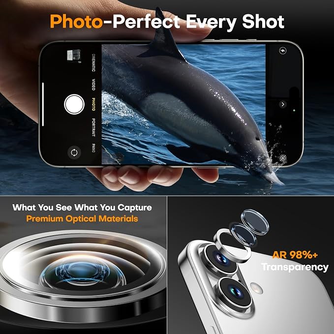 Camera Lens Protector for iPhone 17/16/16 Plus, Tempered Glass Metal Individual - Image 5