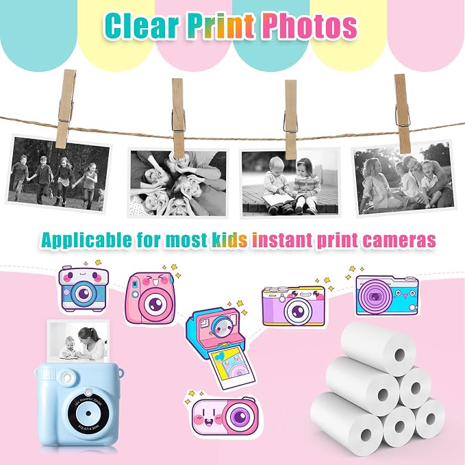6 Rolls Instant Print Paper Kids Camera Paper Refill - Image 4
