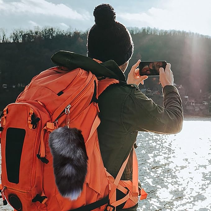 Fox Tail Keychain Long, Fluffy Therian Tail Faux Fur Keyring, Party Costume - Image 4