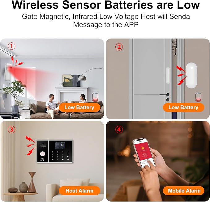 XUK Wireless Home Security System, 4G/GSM/Wi-Fi Smart Alarm Kit, Compatible - Image 4