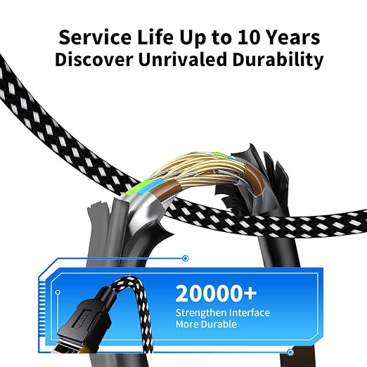 Cat 8 Ethernet Cable 100FT, Nylon Braided High Speed Internet Network Cable - Image 3