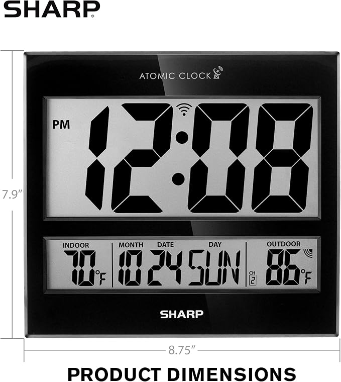 Sharp Atomic Clock – Never Needs Setting, Jumbo 3” Easy-Read Display, Indoor & - Image 5