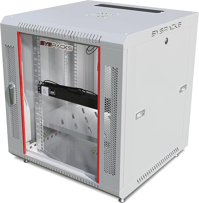 12U Wall Mount Server Rack Cabinet – 19" Network Rack Enclosure, PDU & Shelf by SYSRACKS