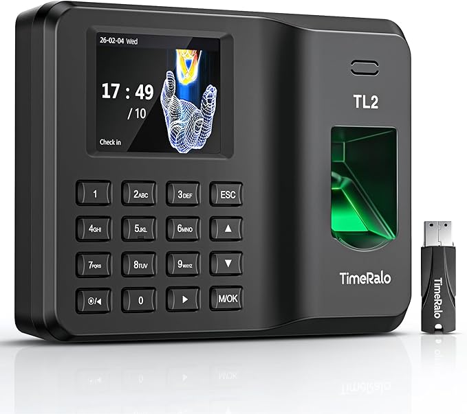Time Clock for Employees, Fingerprint & PIN Standalone Punch Machine, Clock in by Unknown
