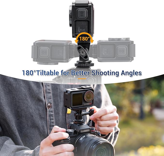 2-in-1 Action Camera Hot Shoe Mount Adapter, Tripod Mount & Cold Shoe Camera - Image 5