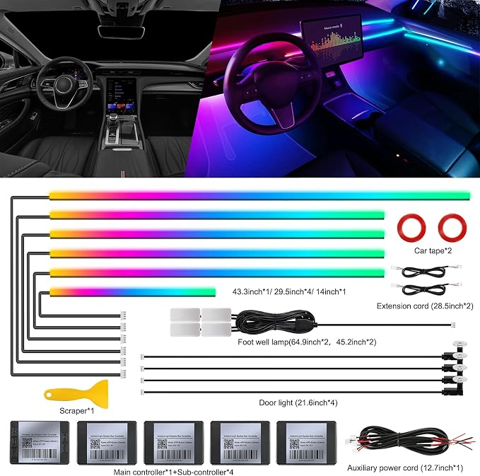 Dreamcolor Acrylic Interior Car LED Strip Light - Image 2