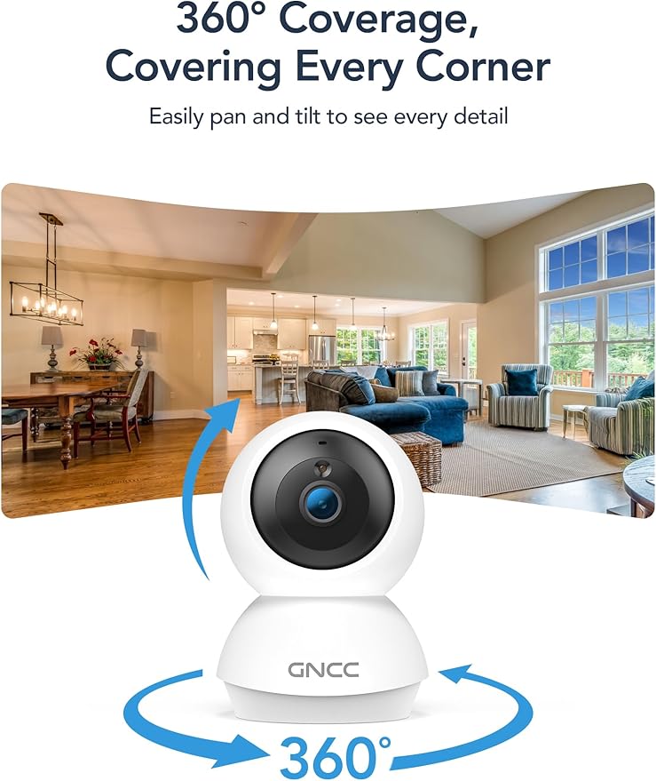 GNCC 2K Cameras for Home Security-2.4/5Ghz WiFi Indoor Camera - Image 6