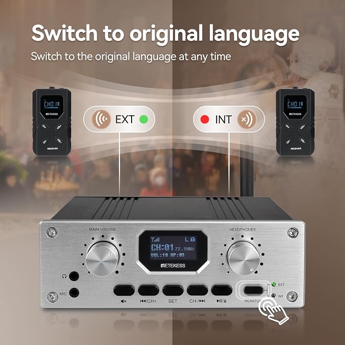 Retekess TT119 Assistive Listening System, Church Translation System, 300m/980ft - Image 3