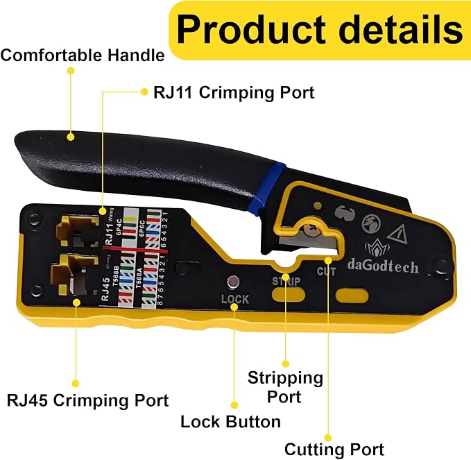 RJ45 Ethernet Network Tool Kit, Pass Through Cat6 Crimping Tool - Image 6