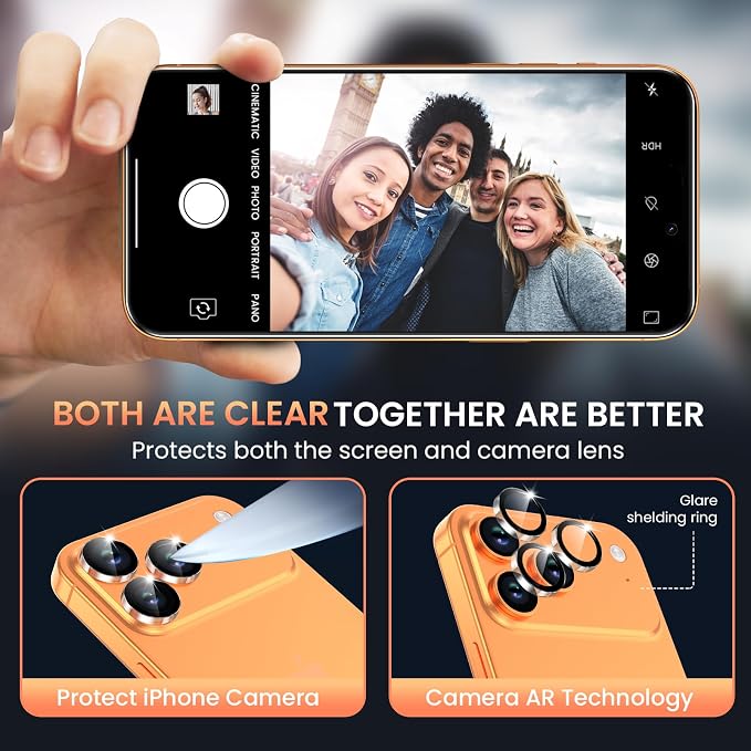 Fotbor Compatible with 3 Pack iPhone 17 Pro Screen Protector with 1 Set Camera - Image 6