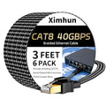 6Pack Cat 8 Ethernet Cable 3FT, High Speed 40Gbps 2000Mhz Network Cord Cat8 by XimhunEthernetCable