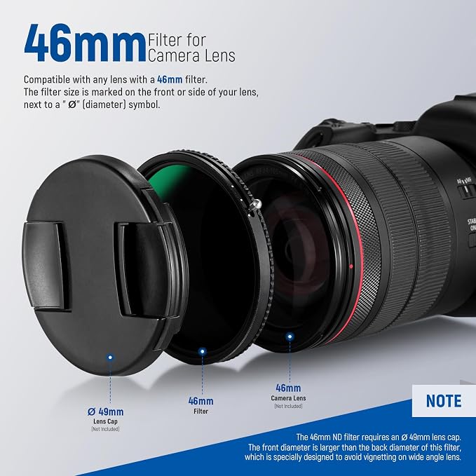 NEEWER 2 in 1 46mm Variable ND Filter ND2–ND32&CPL Filter No X Cross/30 Layer - Image 7