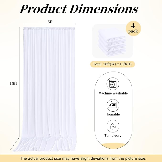 20ft x 15ft White Backdrop Curtains - Image 6