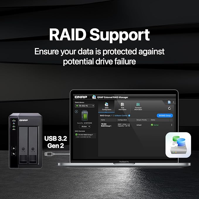 QNAP TR-002-A-US 2 Bay USB Type-C Direct Attached Storage - Image 3