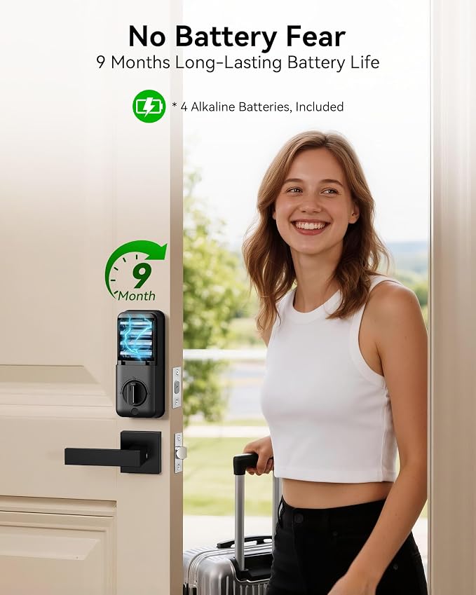 Smart Deadbolt Lock with 2 Lever Handles, Keyless Entry Door Lock Set, - Image 7