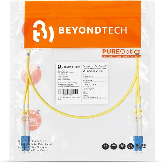 BEYONDTECH 1m LC to LC Fiber Patch Cable – UPC Single-Mode Duplex Fiber Optic - Image 7