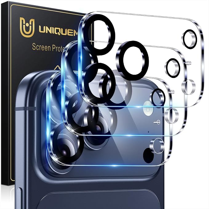 UniqueMe Compatible for 3 Pack iPhone 17 Pro Max Camera Lens Protector by UniqueMe