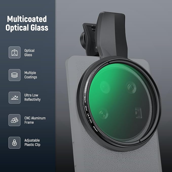 NEEWER 2 in 1 67mm CPL & Black Diffusion 1/4 Filter Compatible - Image 8