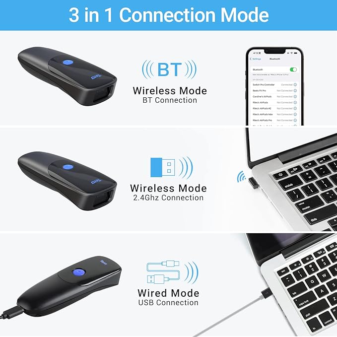 Tera Pro Extreme Performance Wireless 1D 2D QR Barcode Scanner Mini Portable - Image 3
