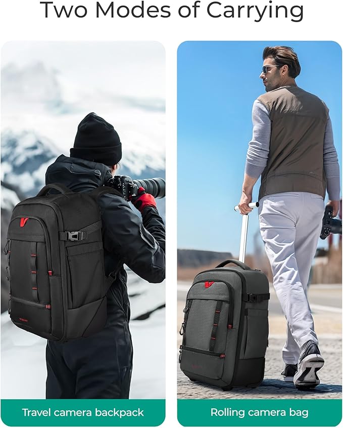 BAGSMART Rolling Camera Bag for DSLRs, Professional Large Camera Backpacks for - Image 4